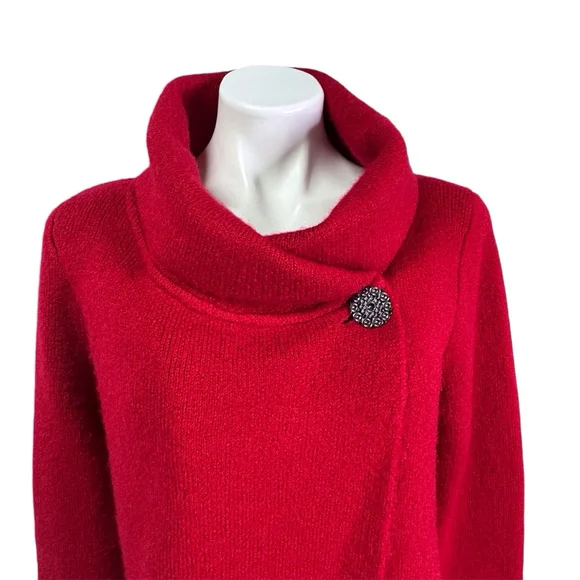 Adrienne Vittadini Red Rhinestone Cardigan Sweater Medium - Picture 4 of 13